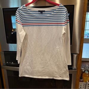 Striped White Long Sleeve Top
